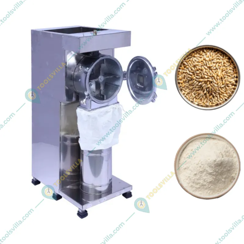 Semi-Automatic Flour Mill/Pulverizer Machine/Masala Grinder with Double Chamber, SS Body, 5 HP, 35-40kg/hr 