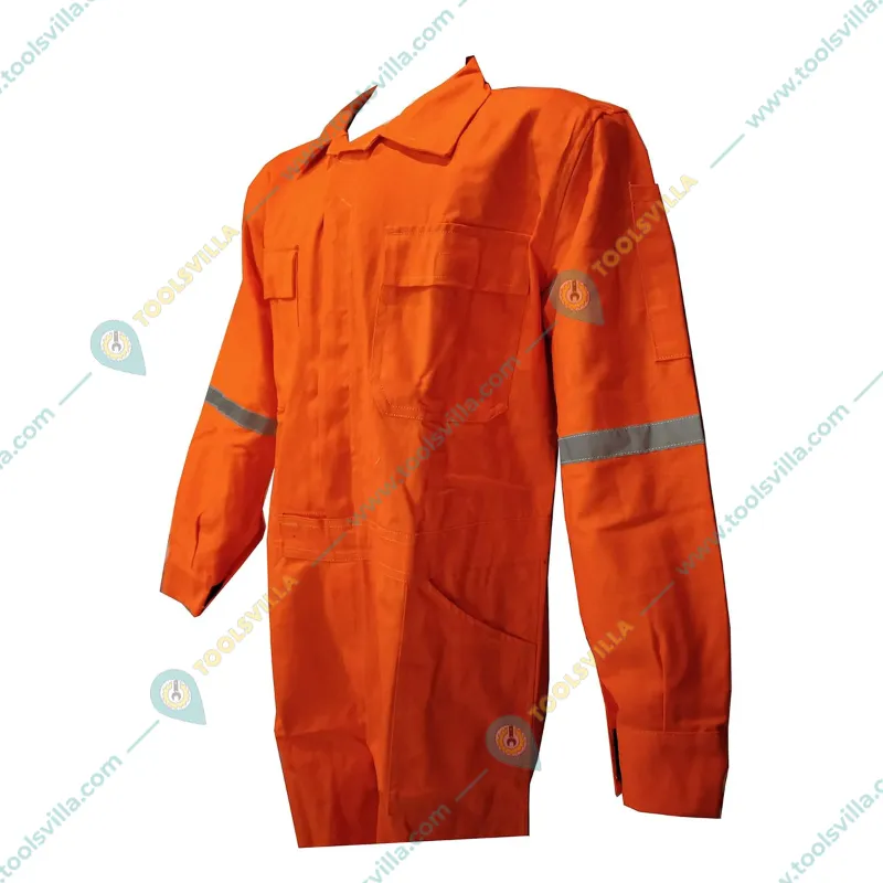 SS BENGALY 280 GSM Orange Safety Boiler Suit Coverall - 100% Cotton, 2" Reflectors, Quality Zipper, 7 Pockets(Size-S)
