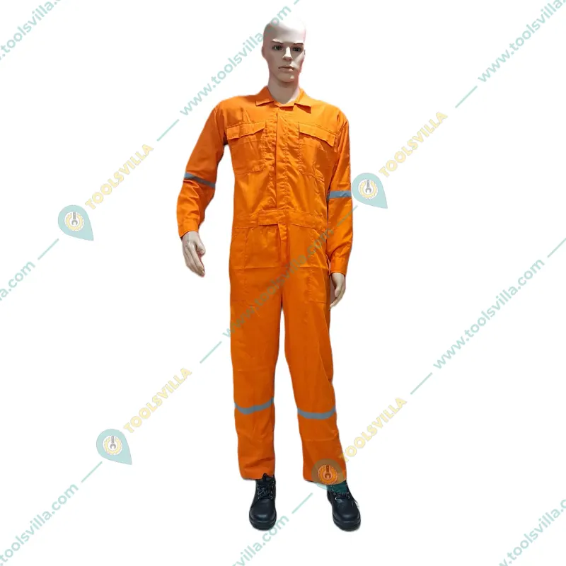 SS BENGALY 280 GSM Orange Safety Boiler Suit Coverall - 100% Cotton, 2" Reflectors, Quality Zipper, 7 Pockets(Size-S)