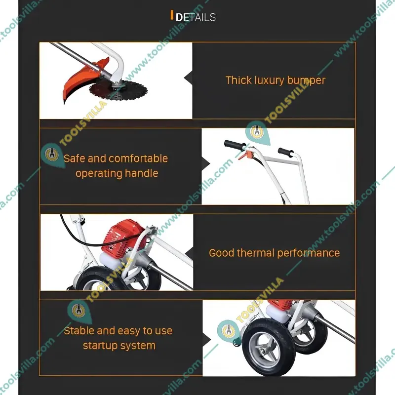 Heavy Duty Trolley Type Grass Cutter with Powerful 2 Stroke 52CC Engine For Grass & Weed Cutting
