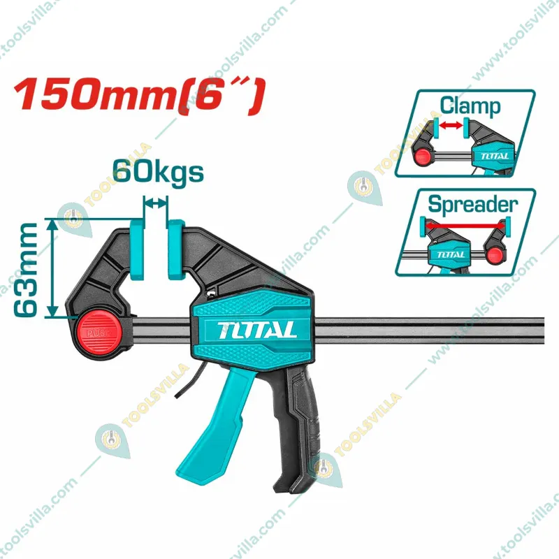 Total 6 Inch Quick Bar Clamp 63x150MM (THT1340601) Pack of  2