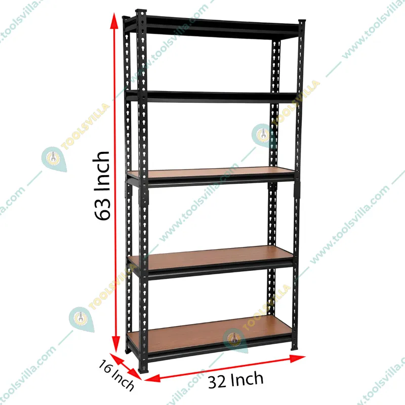 Keepwell 63 x 32 x 16 Inch 5 Wooden Adjustable Shelves Laminated Boltless Rack 