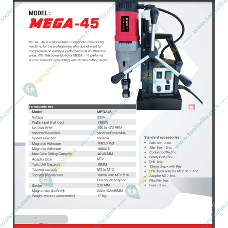Ralli Wolf 45 mm 1380 Watt Magnetic Core Drill with Accessories (MEGA 45)