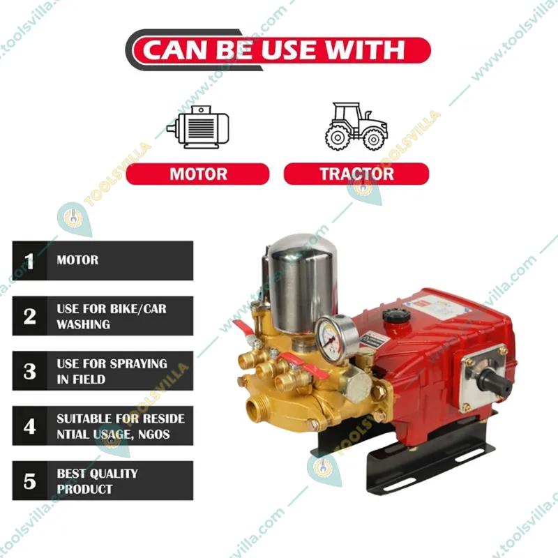Ralli RTP-50B, High Pressure Triple Piston Brass HTP 50 Pump With 3 Outlet