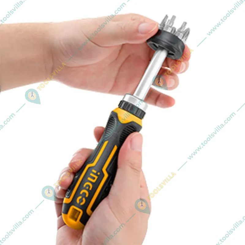 INGCO 8pcs Ratchet Screwdriver Set 1pcs Handle & 7pcs Screwdriver Bits (AKISD0808)