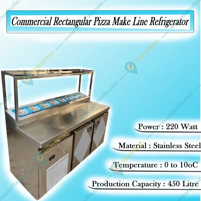 Commercial Rectangular SS Body Pizza Make Line Refrigerator, 59X28X37 inch