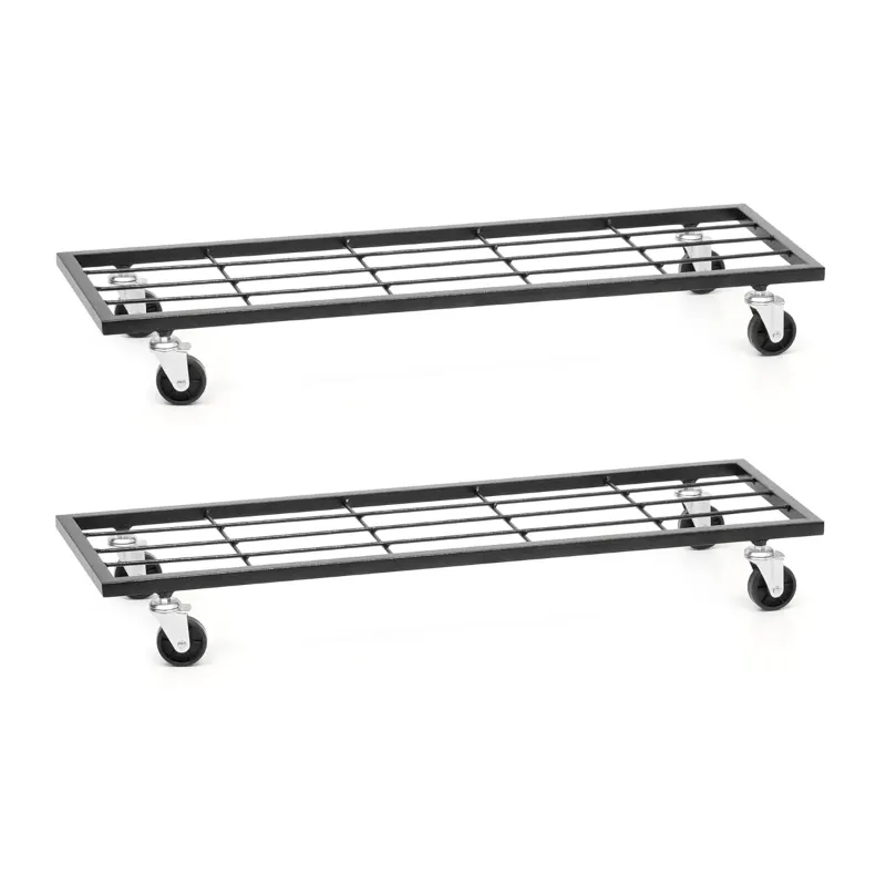 Heavy Duty 29-Inches Rectangular Metal Plant Stand with Wheels for Home & Garden Decor(Pack of 2)