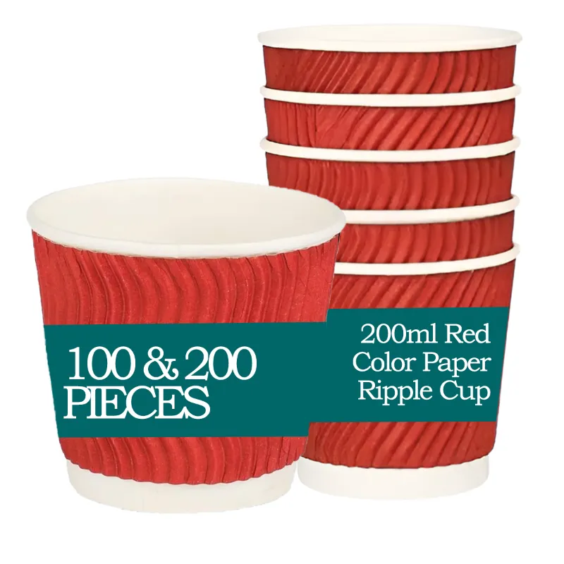 200ml Red Color Paper Ripple Cup for Both Indoor and Outdoor Events