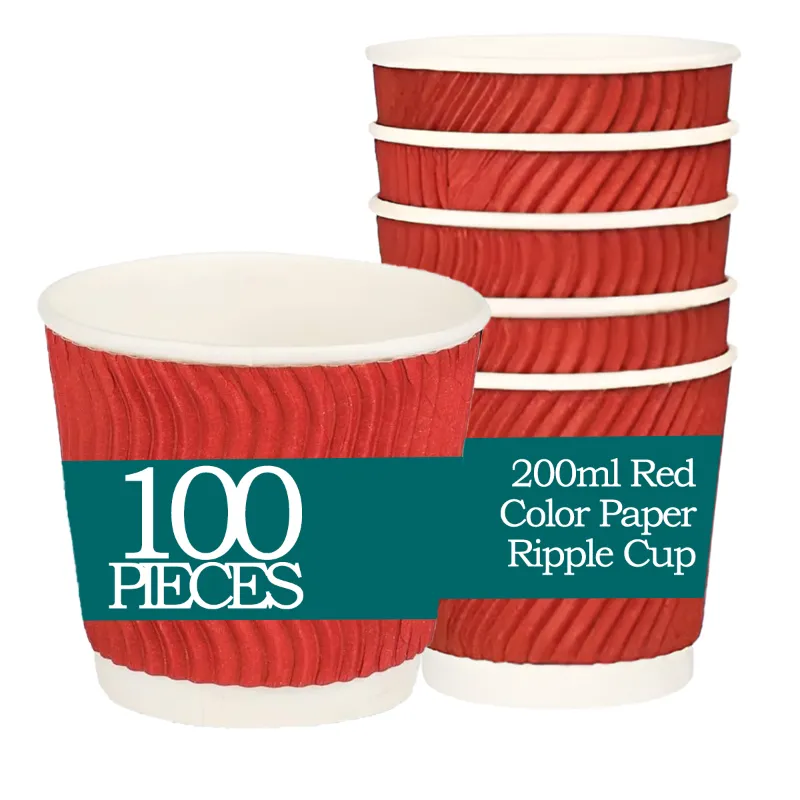 200ml Red Color Paper Ripple Cup for Both Indoor and Outdoor Events(Pack-100)
