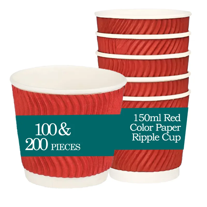 150ml Red Color Paper Ripple Cup for Both Indoor and Outdoor Events