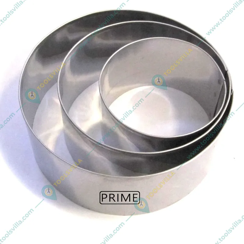 Prime Bakers and Moulders 6,7 & 8 inch SS Pizza Base Baking/ Cutter/ Cut Outs Rings Set