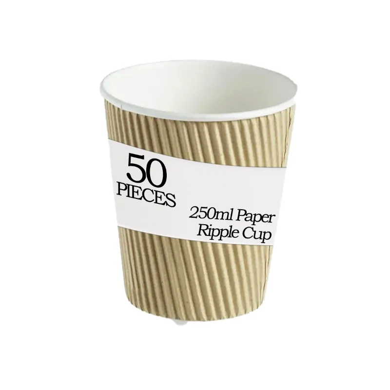POCHEON 50 Pcs, 250ml Paper Ripple Cup for Both Indoor and Outdoor Events