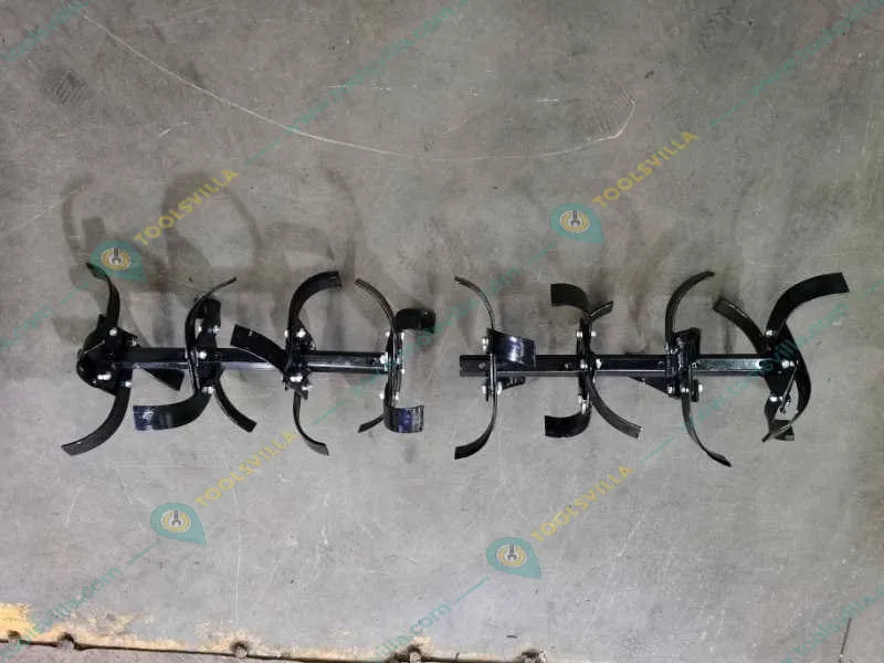 Heavy Duty 18 Inch 4 Row Rotavator Set (32 Blades, 2 Shafts and 32 Nuts) for 5 to 12 HP Petrol Power Tiller