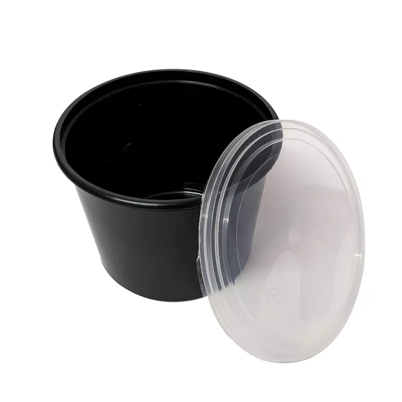 500ml Black Round Food Containers with Lid