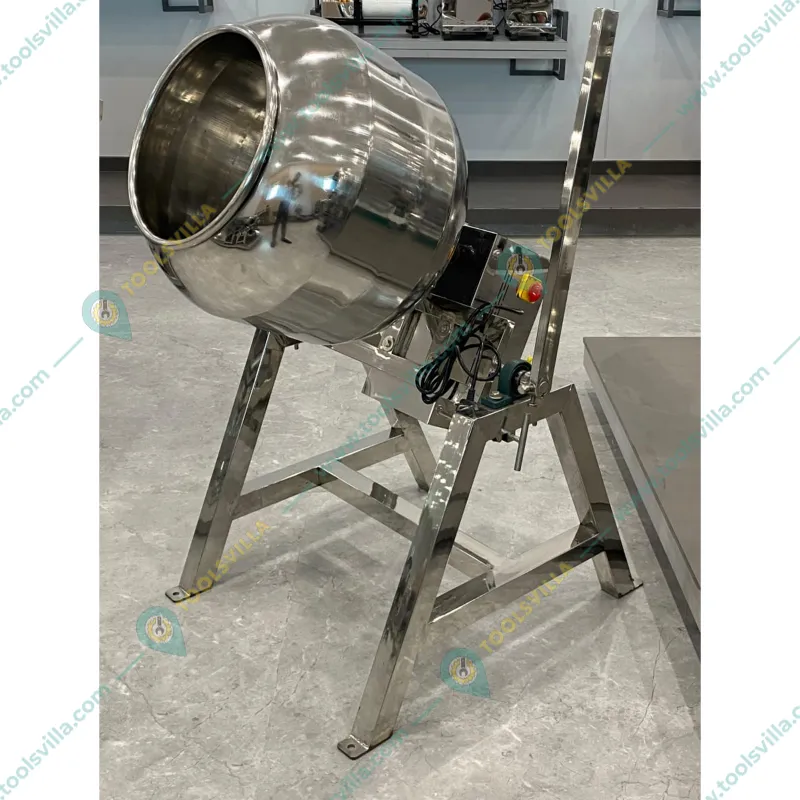 VINAYAK MACHINES 10 kg SS Round Tilting Coating Pan Machine, with 0.5 HP Motor