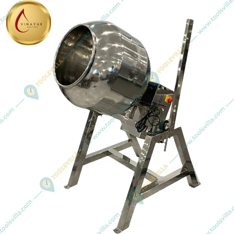 VINAYAK MACHINES 10 kg SS Round Tilting Coating Pan Machine, with 0.5 HP Motor