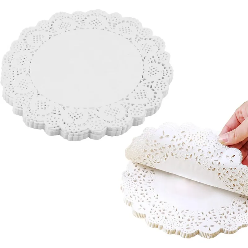 Pack of 200 Pcs Pocheon® Round Lace Paper Doilies for Dessert, Pastry, Cupcakes Tableware Decoration
