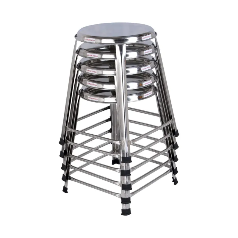 Lifetime 16 inch Round Shape Stainless Steel Stool For Home, Hospital, Hotel & Restaurants (Pack Of 10)