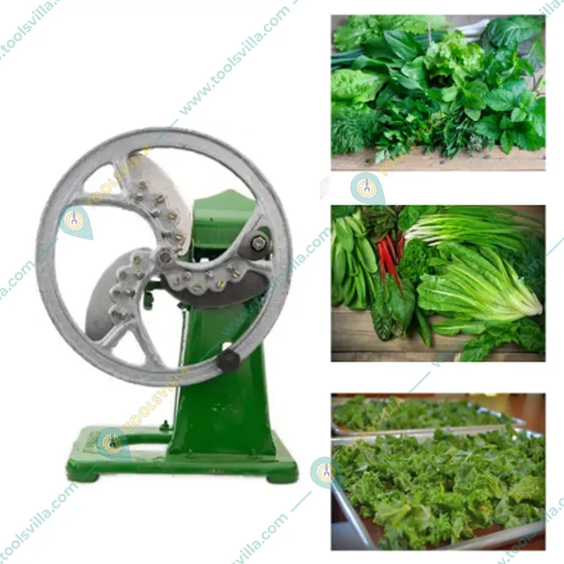 Tabletop Manual SS Blades Chota Tokka Saag Cutter Machine with Curve Stand for Fresh and Dry Leaves