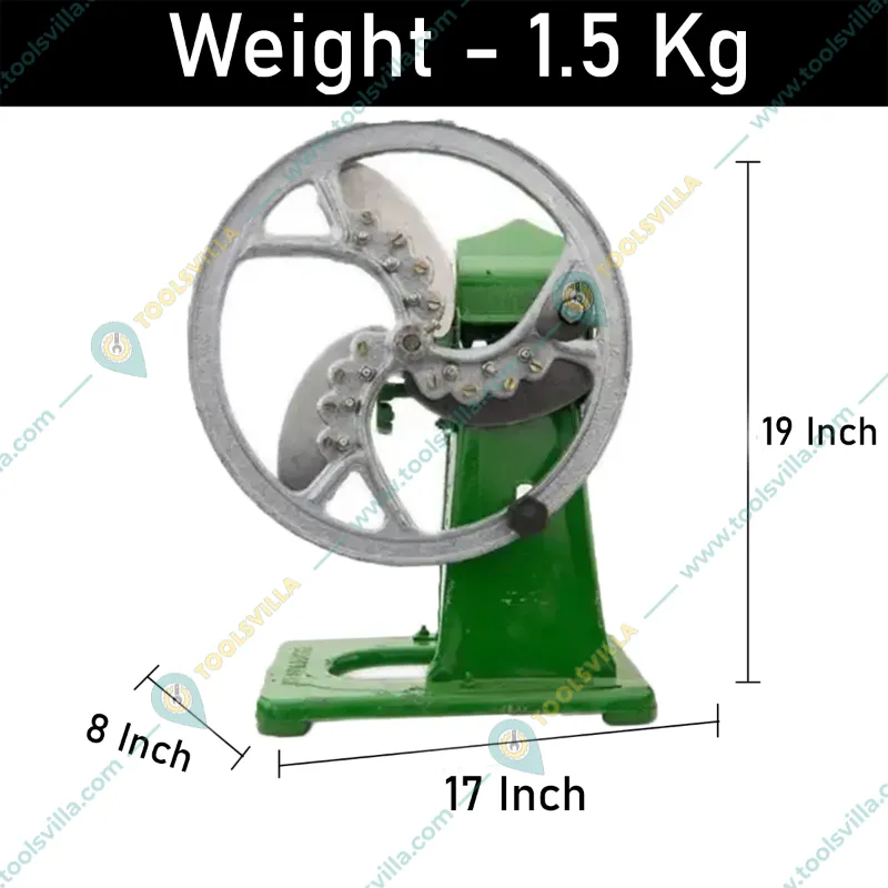 Tabletop Manual SS Blades Chota Tokka Saag Cutter Machine with Curve Stand for Fresh and Dry Leaves