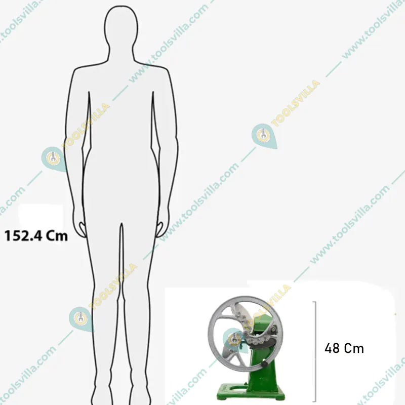 Tabletop Manual SS Blades Chota Tokka Saag Cutter Machine with Curve Stand for Fresh and Dry Leaves