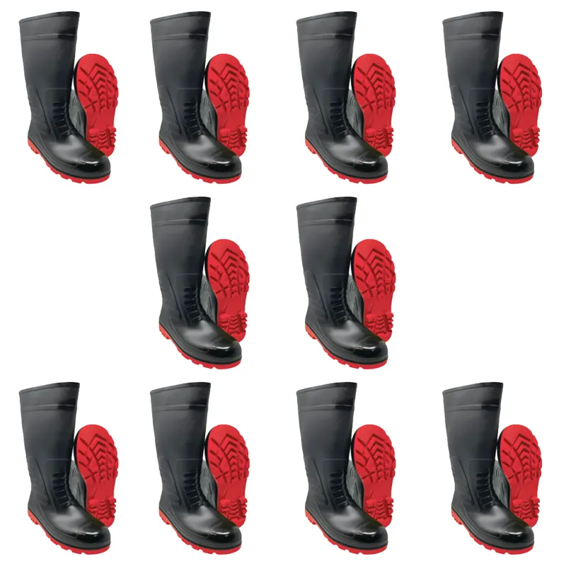 SAFEDOT 15" Pack of 10 Steel Toe Double Density Gum Boots, PVC & Waterproof, All-Weather Protection, ISI Marked