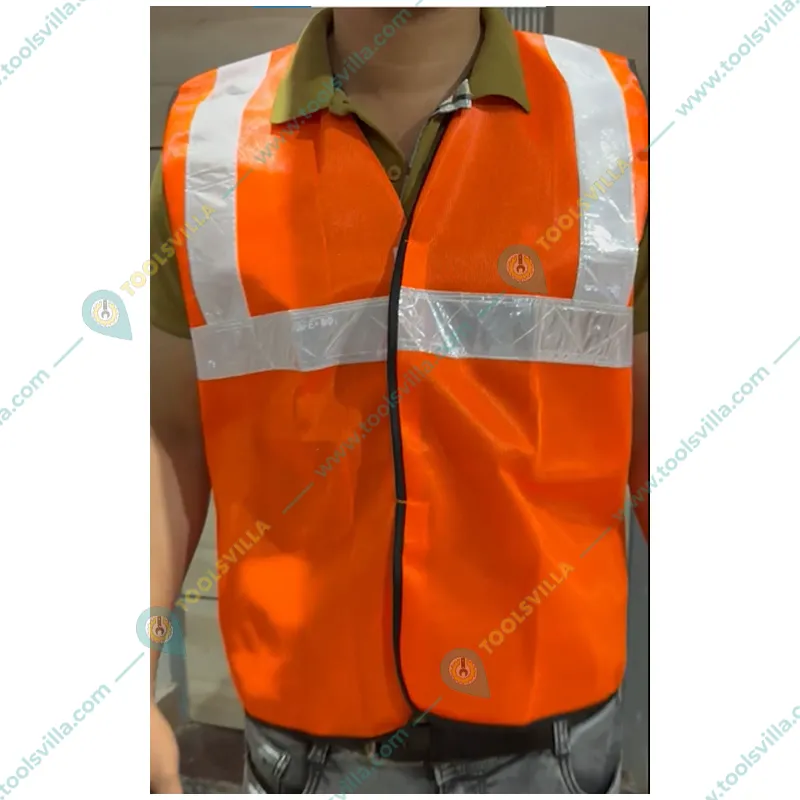 SAFEDOT Pack of 10, 60 GSM Safety Jacket - 2-Inch Micro Prismatic Tape, Durable Polyester Fabric, Velcro Closure