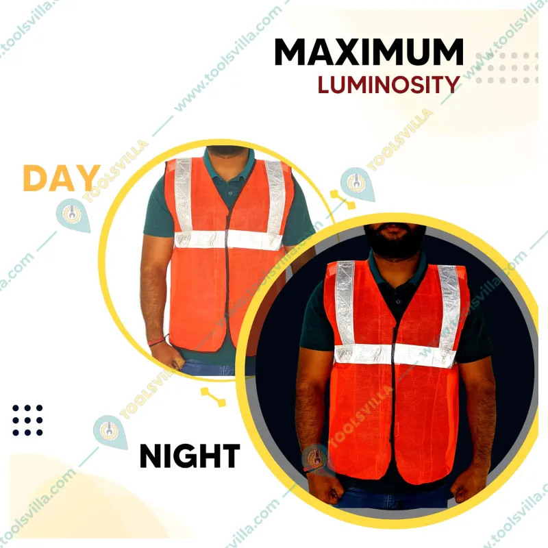 SAFEDOT Pack of 10, 60 GSM Safety Jacket - 2-Inch Micro Prismatic Tape, Durable Polyester Fabric, Velcro Closure