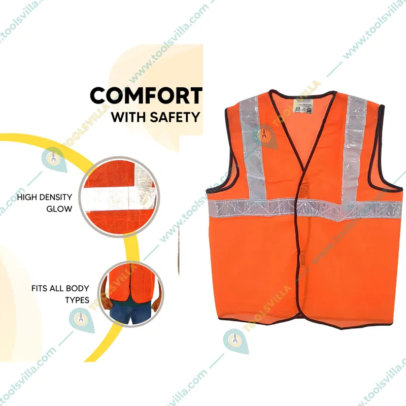SAFEDOT Pack of 10, 60 GSM Safety Jacket - 2-Inch Micro Prismatic Tape, Durable Polyester Fabric, Velcro Closure