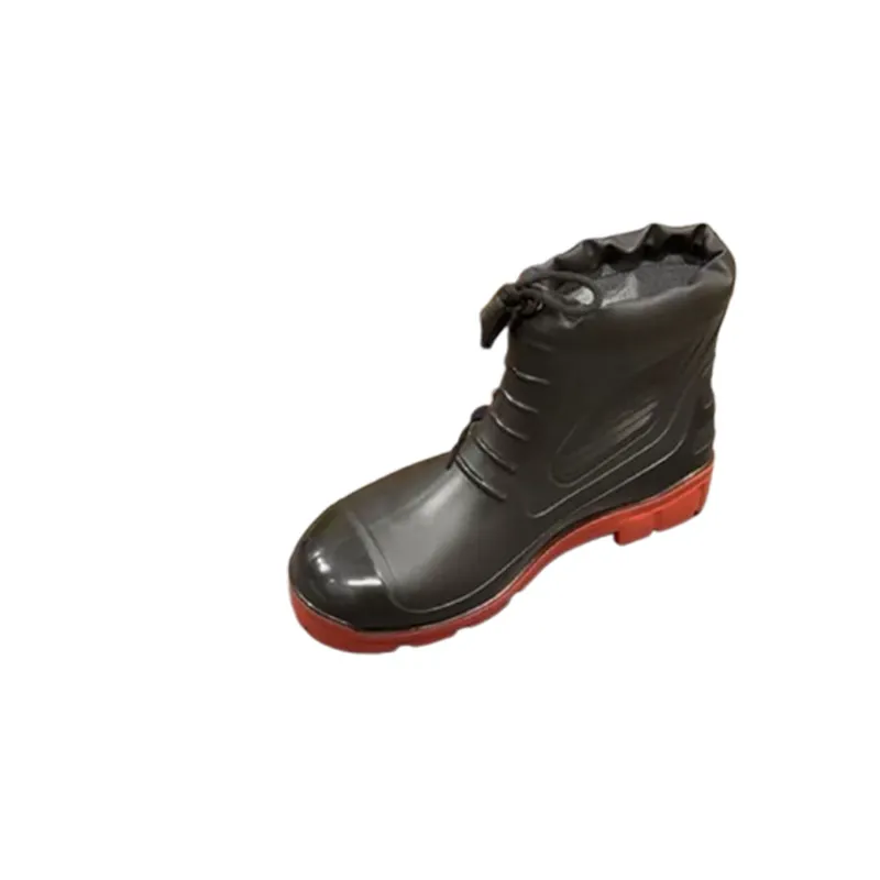 Safedot PVC Collar Boot with Steel Toe Pack of 1, 5, 10 - Durable PVC Upper & Sole with Synthetic Leather Collar, Black-Red(Pack-1 pair,Size-6)