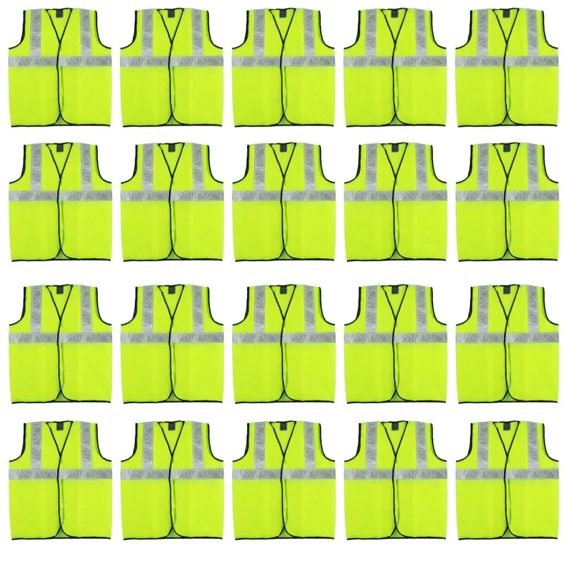 SAFEDOT Pack of 20, 50 GSM Green Safety Jacket with 2-Inch Micro Prismatic Tape,Polyester Fabric, Zipper & Velcro Closure