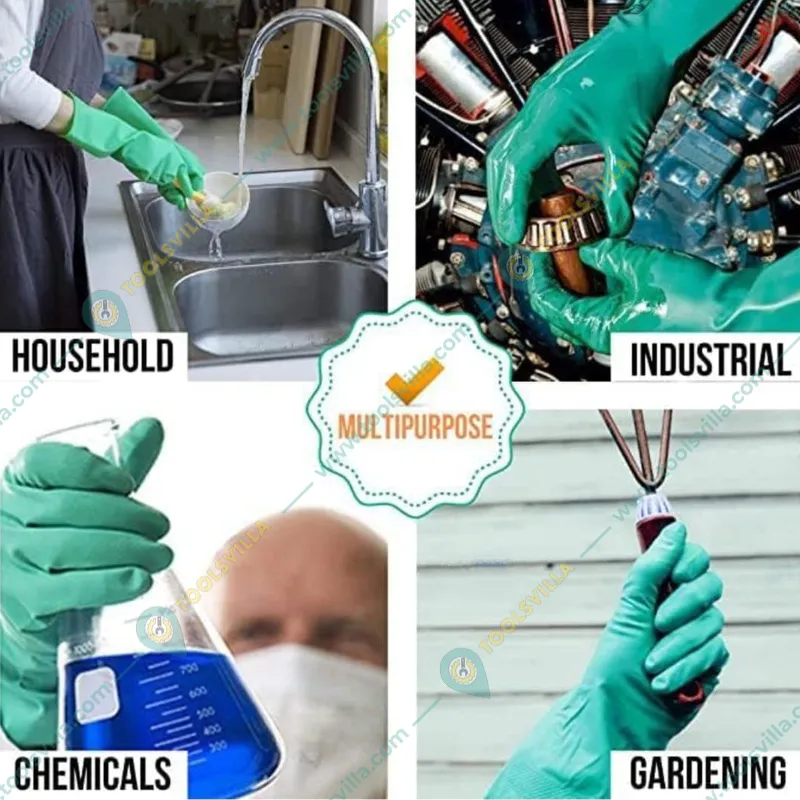 Chemisafe Flocklined Nitrile Rubber Safety Gloves (Pack-2)