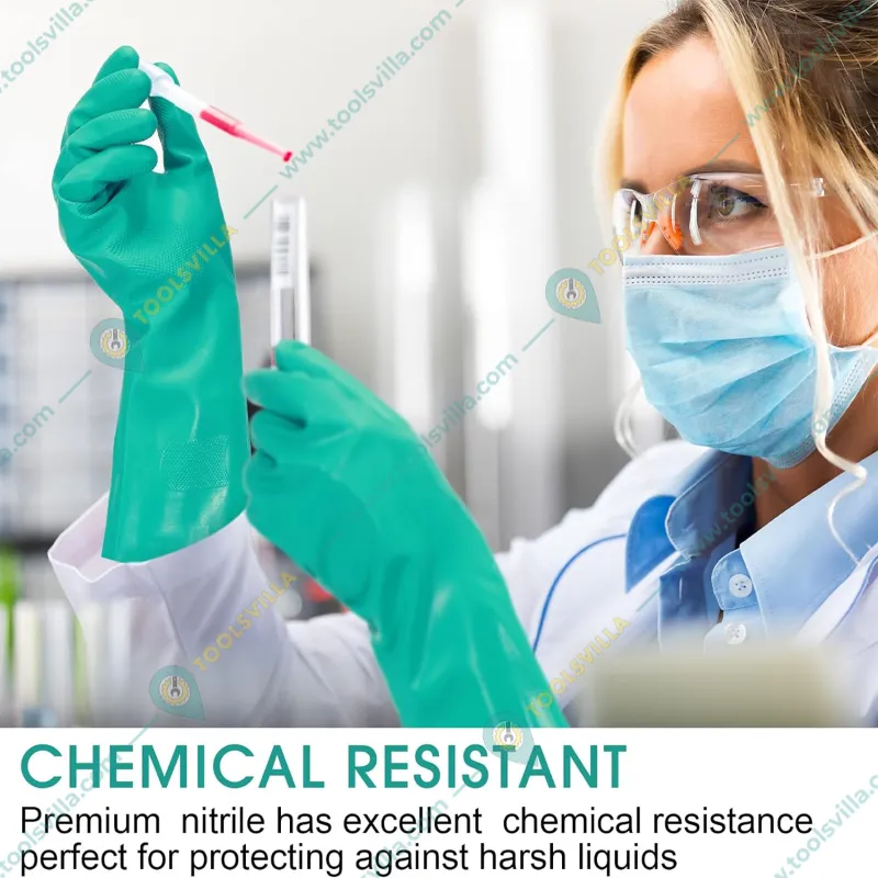 Chemisafe Flocklined Nitrile Rubber Safety Gloves (Pack-2)