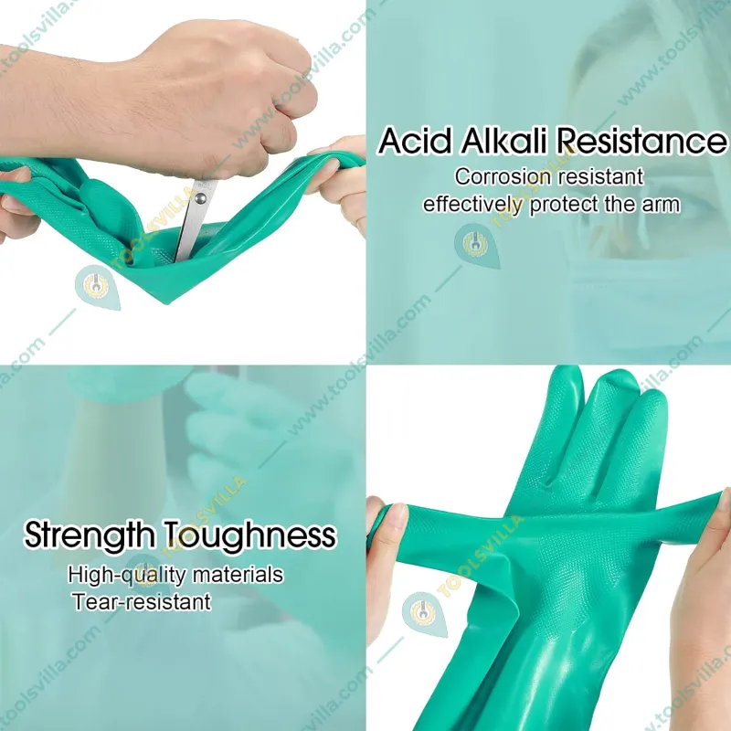 Chemisafe Flocklined Nitrile Rubber Safety Gloves (Pack-2)