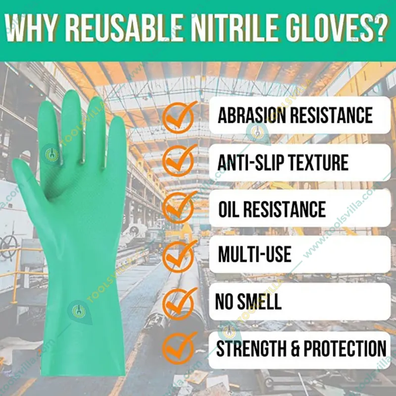 Chemisafe Flocklined Nitrile Rubber Safety Gloves (Pack-2)