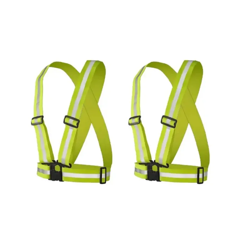 MM Lightweight Comfortable High Visibility Safety Elastic Belt Type Jacket (Color-Green,Pack-2)