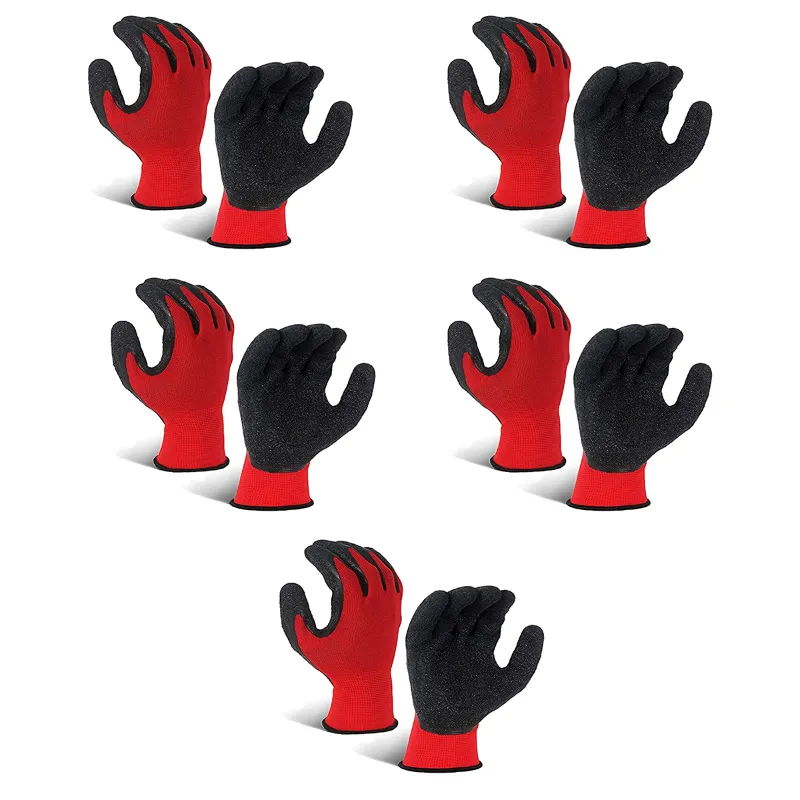 SIA Nylon Red & Black Cut Resistant Hand Safety Gloves(Pack-5)