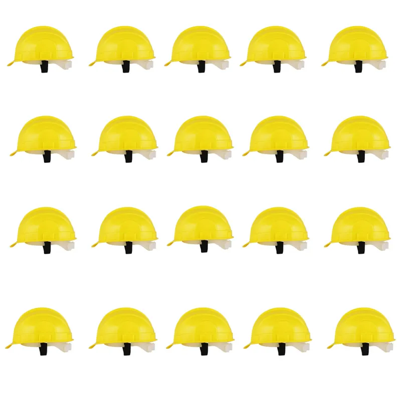 Heavy Duty Pack of 20 Safety Helmet for Multipurpose Industrial Uses, Adjustable & Without Ratchet, Color - Yellow