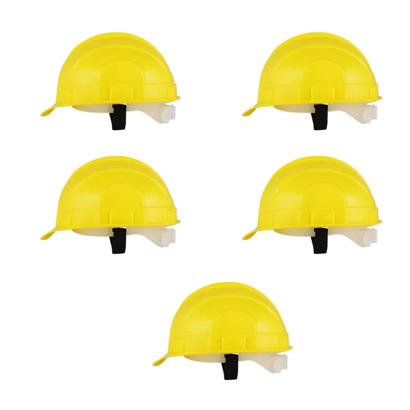 Heavy Duty Pack of 5 Safety Helmet for Multipurpose Industrial Uses, Adjustable & Without Ratchet, Color - Yellow