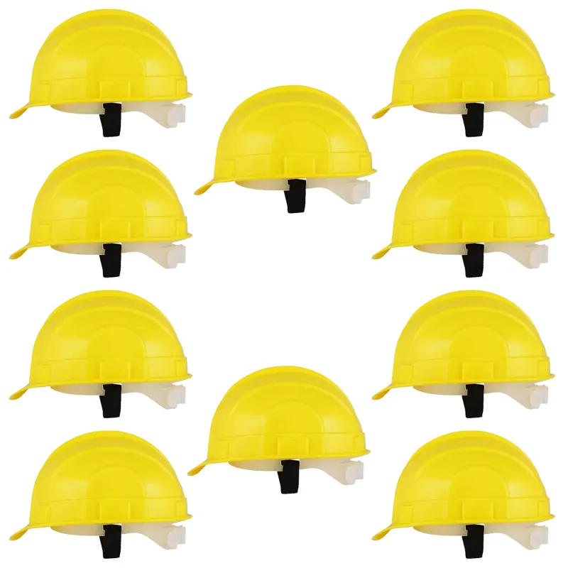 Heavy Duty Pack of 10 Safety Helmet for Multipurpose Industrial Uses, Adjustable & Without Ratchet, Color - Yellow