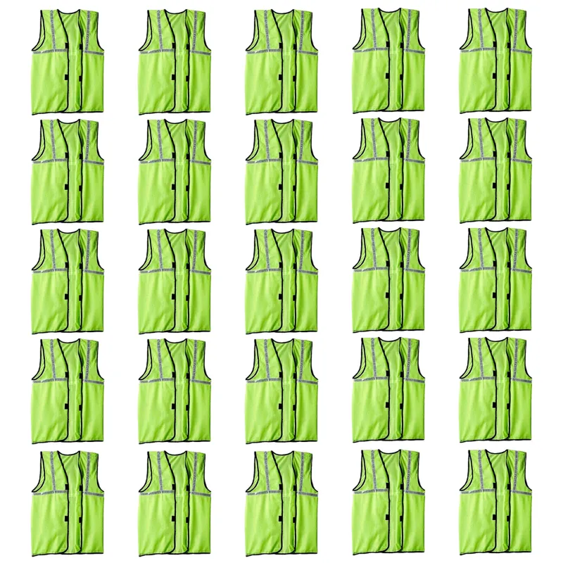 Reflective Green Safety Jacket Pack of 25 With 1 Inch Reflector, 50 GSM