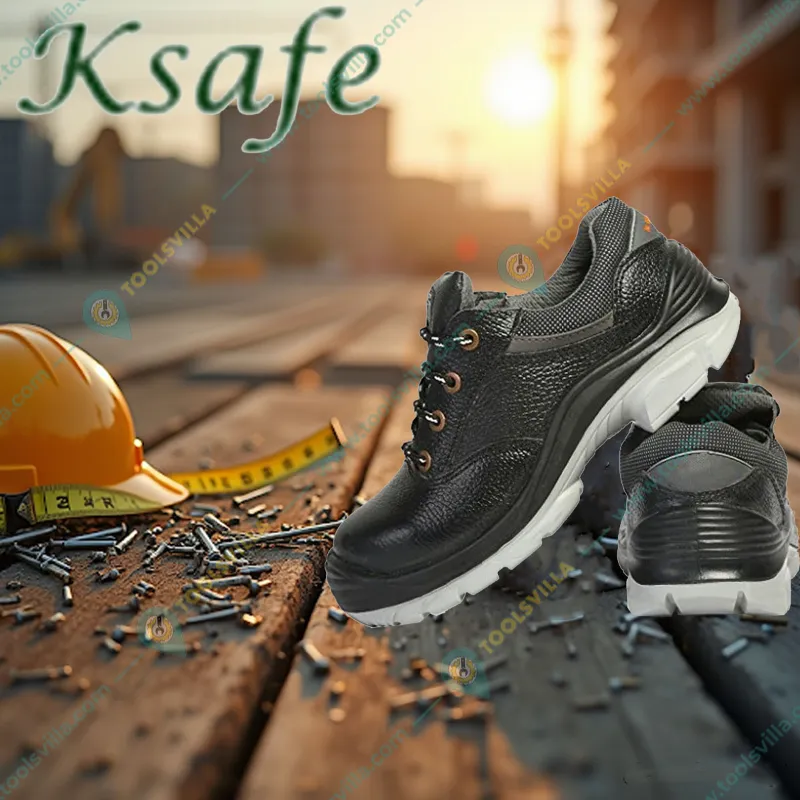 K-Safe Iron Walk Double Density PU Sole Industrial Leather Safety Shoe(Size-6)