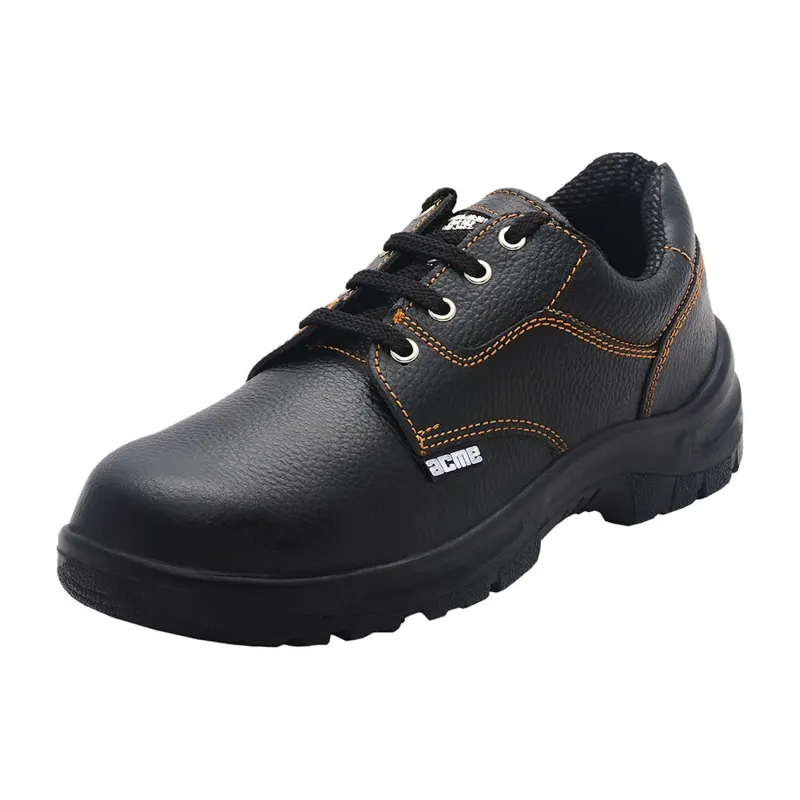 ACME Atom Pack of 1, 5, 10 Steel Toe with Single Density PU Sole, Low Ankle Leather Safety Shoe ISI & CE Certified(Pack-1 pair,Size-6)