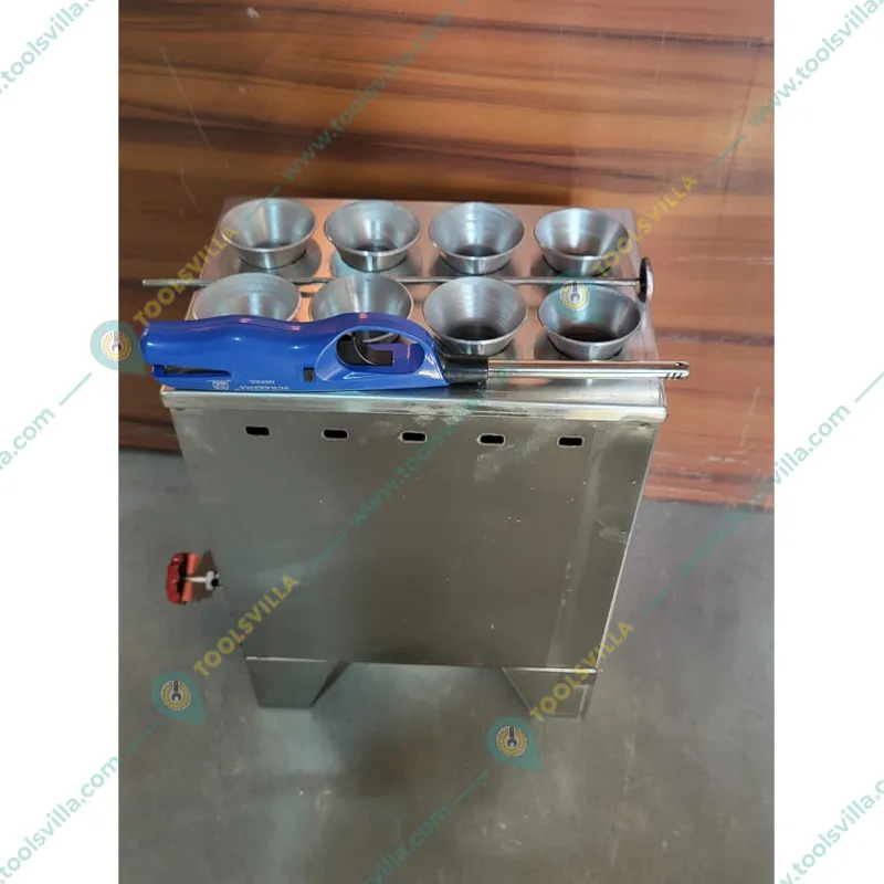 Commercial Gas Operated Single Burner 8 Tube Egg-Chicken Sausage Roll/Hot Dog Maker with Free Accessories, Aluminium Body
