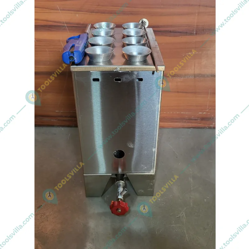 Commercial Gas Operated Single Burner 8 Tube Egg-Chicken Sausage Roll/Hot Dog Maker with Free Accessories, Aluminium Body