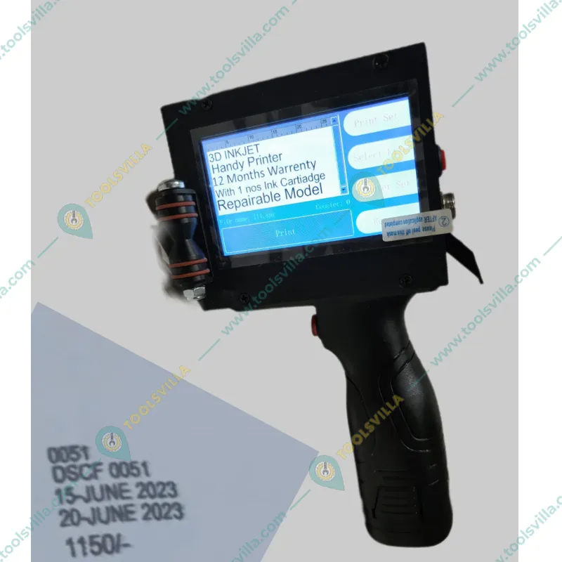 12.7mm Metal Body with Solvent Based Cartridge Handheld Inkjet Printer