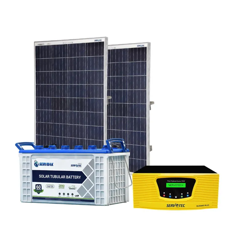 Servotech Solar 1kW PWM Inverter with Battery, 110W Poly Panel (2 Year, 5 Years Battery, 25 Years Performance Warranty)