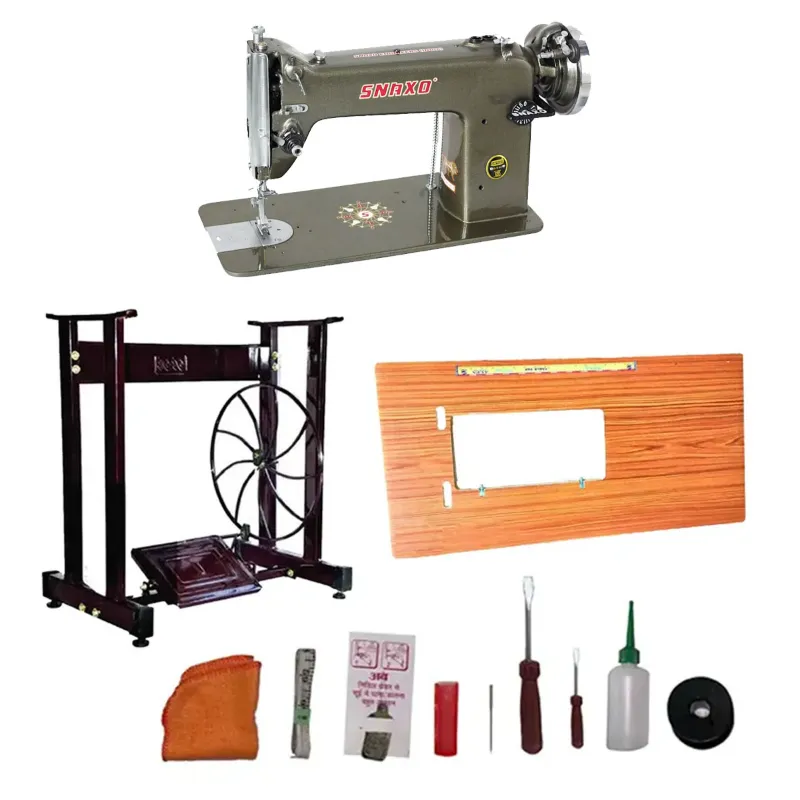 Snaxo 1200 Stitches/Min Cast Iron Sewing Machine With Table, Stand & Accessories Combo Pack