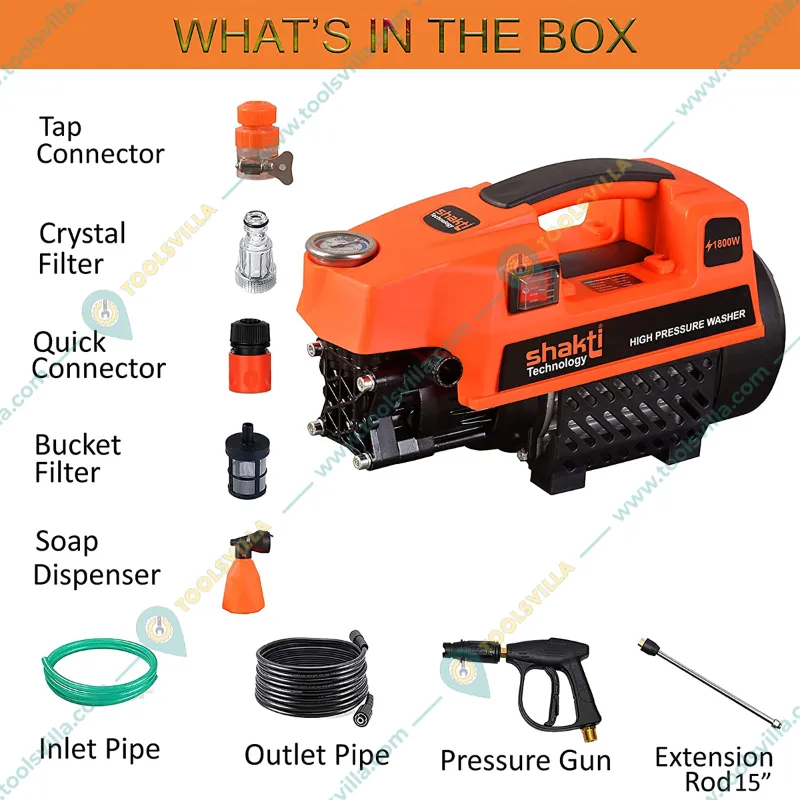 Shakti Technology 120 Bar 1800 W High Pressure Washer With All Required Accessories (S-3)