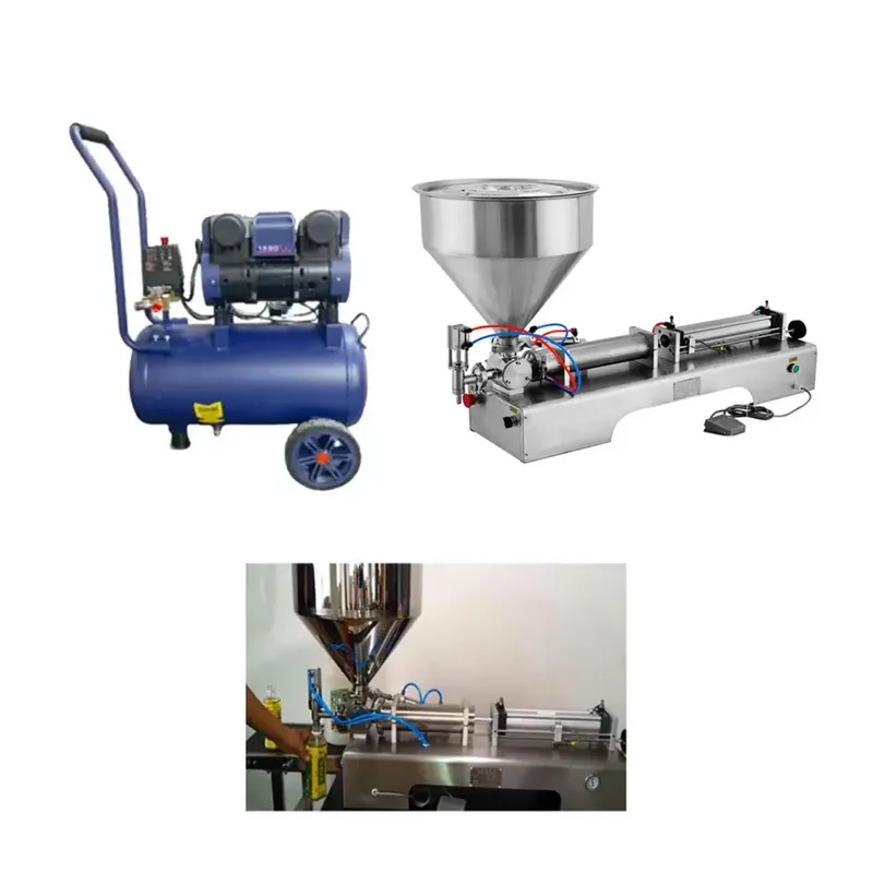 Combo of Single Nozzle Paste Filling Machine 100-1000 ml with Compressor